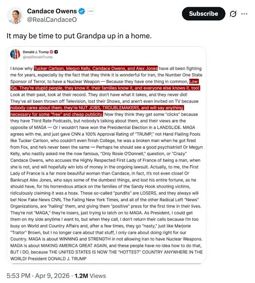 Candace Owens fires back at Donald Trump with brutal jab after he slammed her in explosive rant